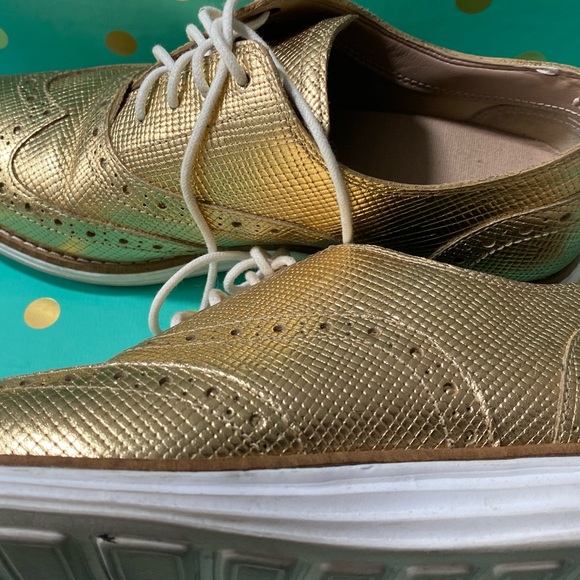 Gold Cole Haan Grand OS Oxfords - Picture 6 of 8
